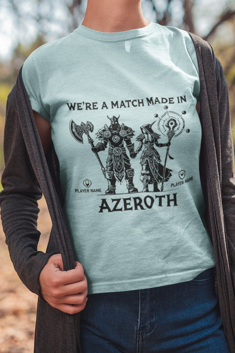 Gaming Apparel for WoW Couples - Personalized Warcraft Shirt for Gamers