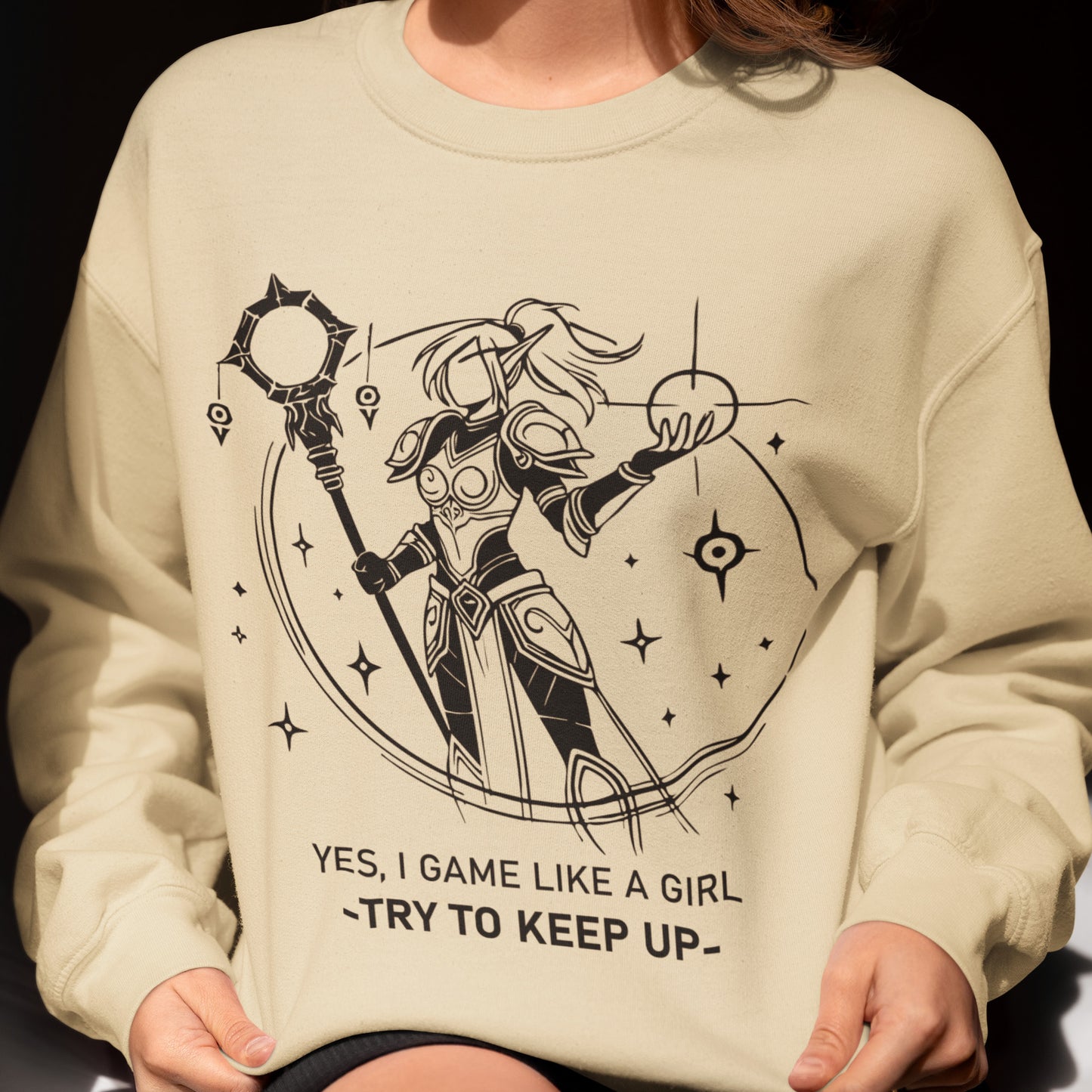 World of Warcraft Gamer Girl sweatshirt is a stylish and cozy gift for WoW female players, perfect gaming apparel for her.