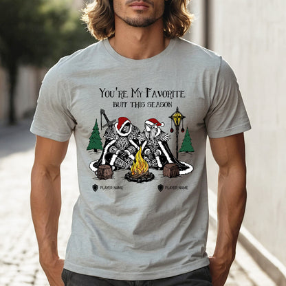 "You're My Favorite Buff this Season" Christmas Gamer Couple Shirt (Personalize)