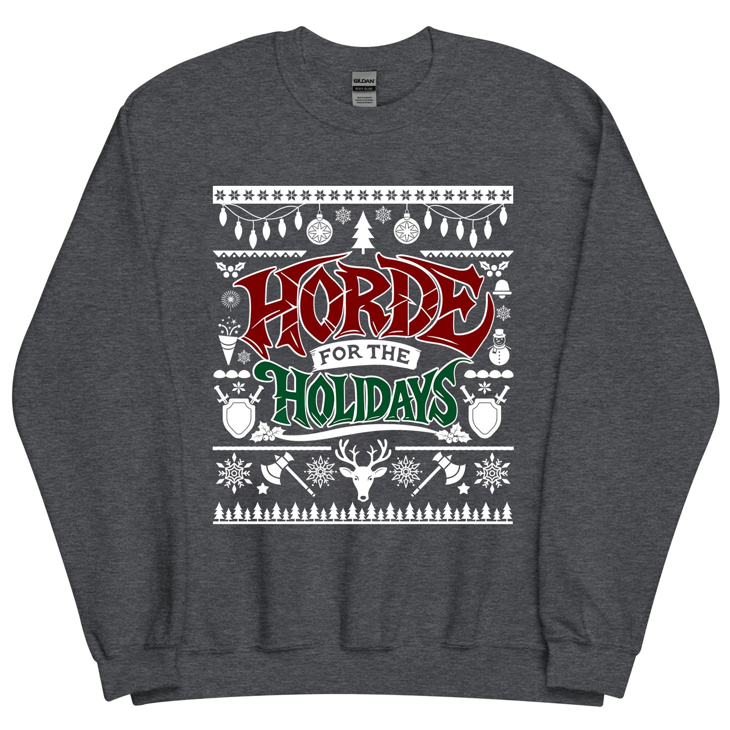 "Horde for the Holidays" Ugly Christmas Sweater, Warcraft Holiday Cozy Sweatshirt (Personalize)
