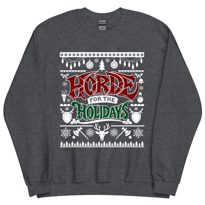 "Horde for the Holidays" Ugly Christmas Sweater, Warcraft Holiday Cozy Sweatshirt (Personalize)
