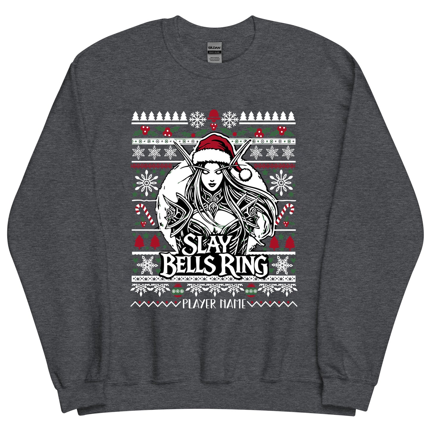 "Slay Bells Ring" Gamer Girl Christmas Holiday Sweater (Personalize)