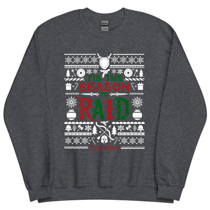 "Tis the Season to Raid" Gamer Christmas Sweater, World of Warcraft Christmas Holiday Sweatshirt (Personalize)
