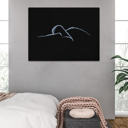 Elegant pastel figure drawing printed on canvas hanging on bedroom wall in canvas print