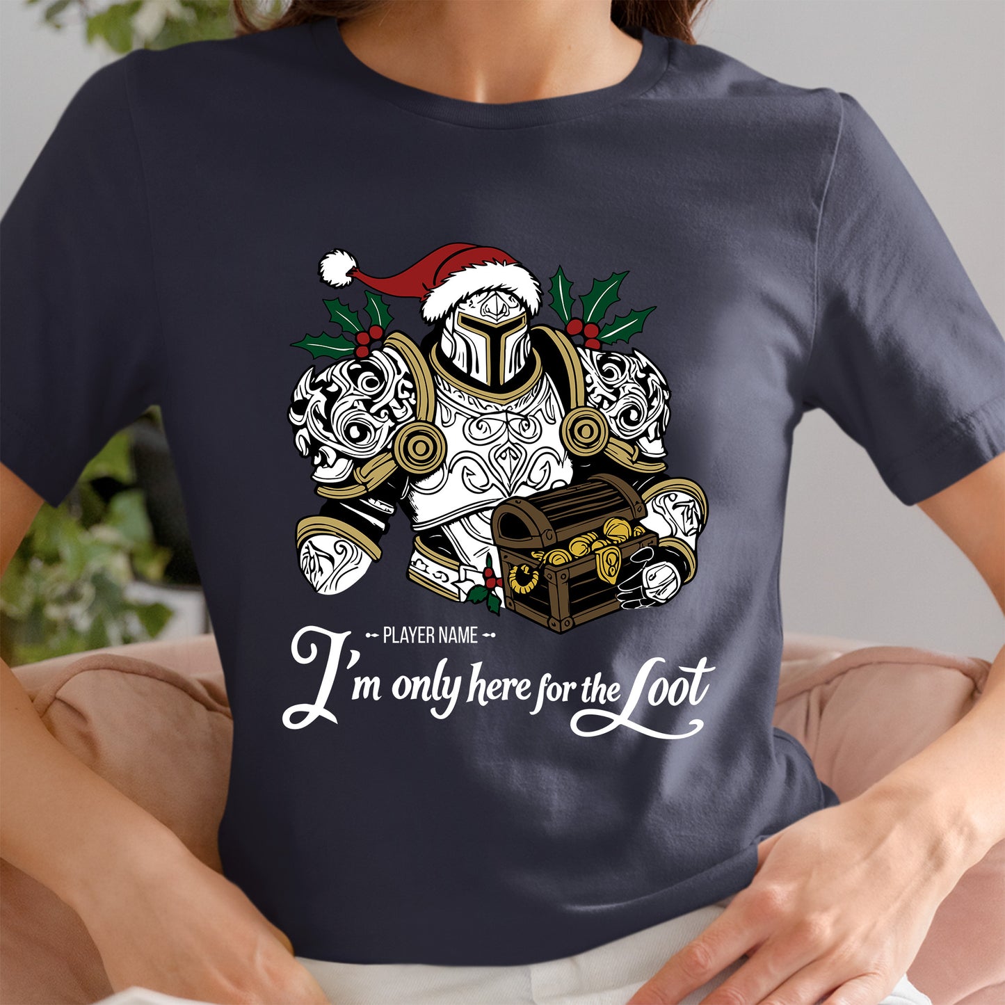 "I'm Just Here for the Loot" Gamer Christmas Shirt, World of Warcraft Holiday (Personalize)