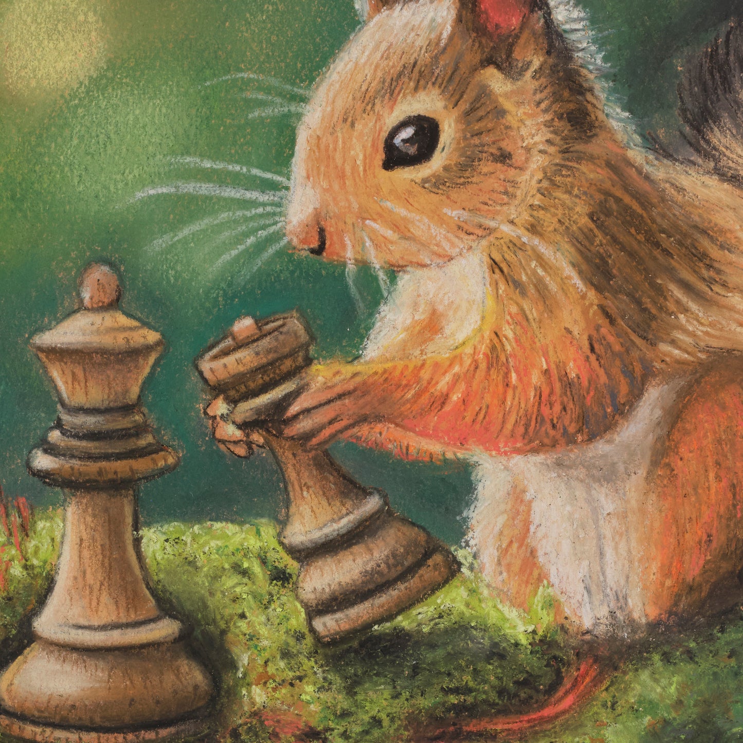 Squirrel's Gambit - Original Pastel Painting (8" x 10")