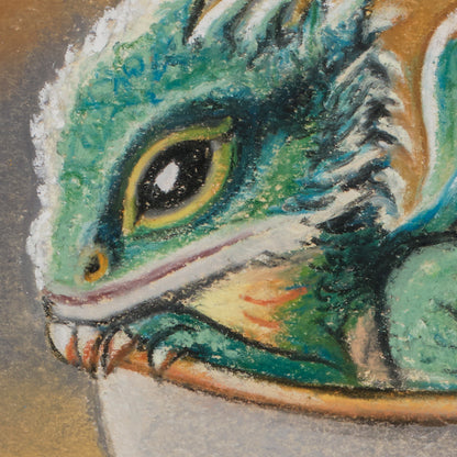 "Steeped in Magic" Baby Dragon in Teacup Pastel Print