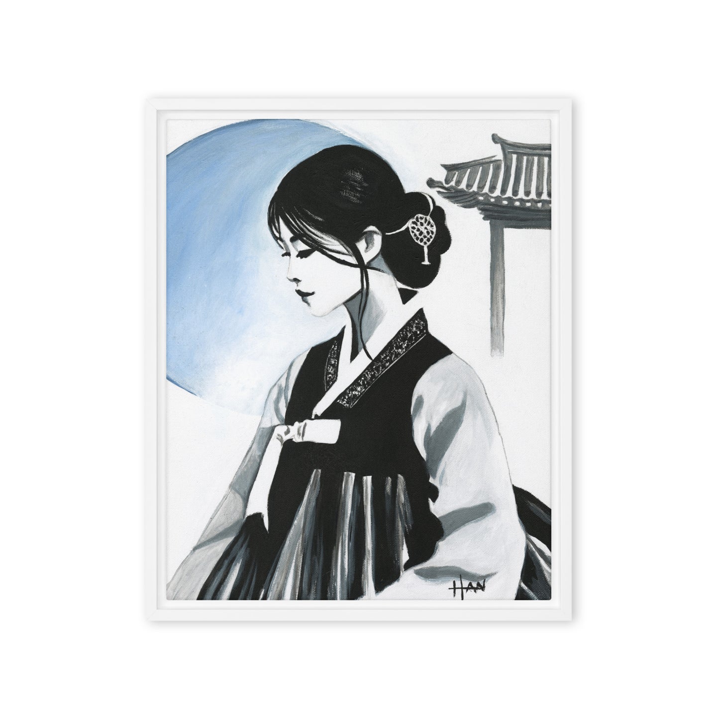 Moonlit Hanbok - Original Acrylic Painting (11" x 14")