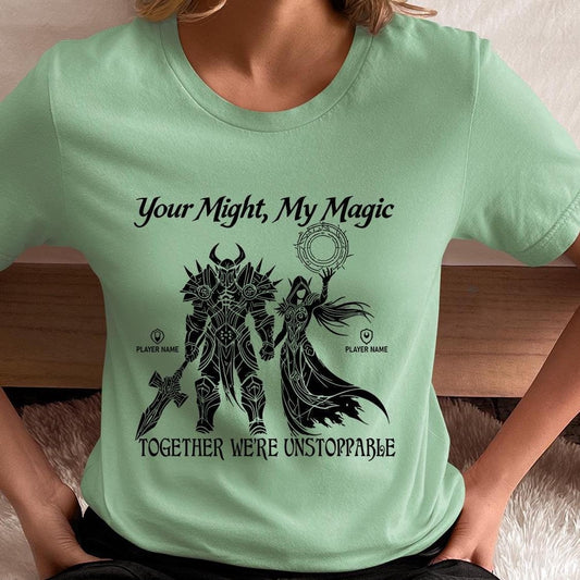 Personalize Warcraft Unstoppable Couple Shirt - Perfect Warcraft Valentines Tee for Gamers
