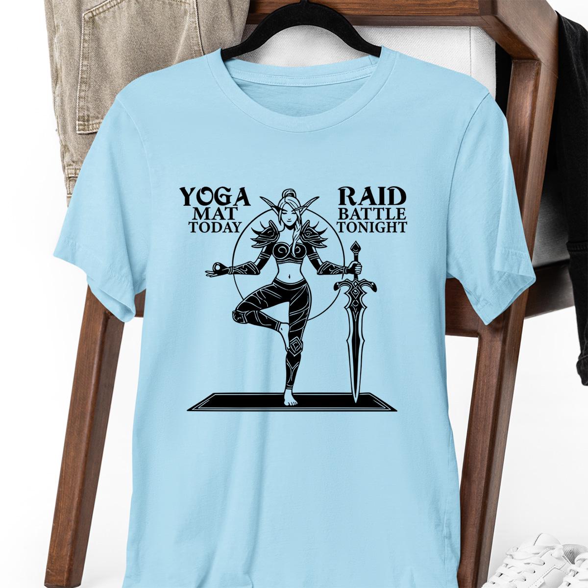World of Warcraft Yoga & Battle Raid Shirt, WoW Raid Night Gaming Merch, DnD Raiding Gamers Geeky Yogi Gift Funny Nerdy Gamer Girl Shirt