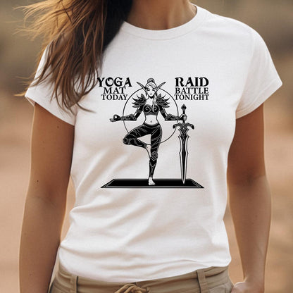 World of Warcraft Yoga & Battle Raid Shirt, WoW Raid Night Gaming Merch, DnD Raiding Gamers Geeky Yogi Gift Funny Nerdy Gamer Girl Shirt