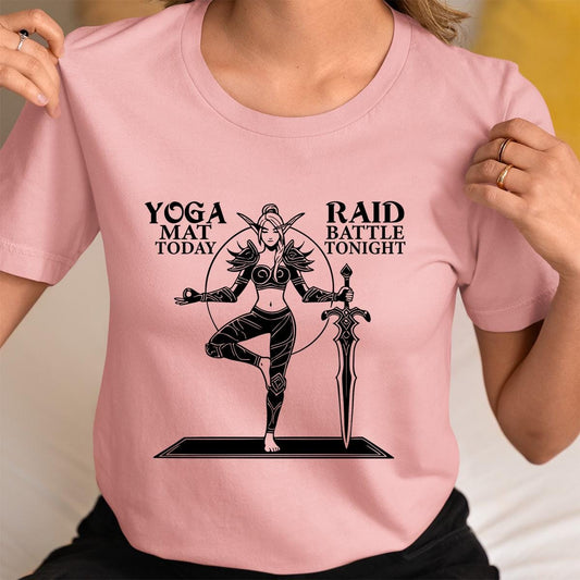 World of Warcraft Yoga & Battle Raid Shirt - Funny Nerdy Gamer Girl Shirt for WoW Players