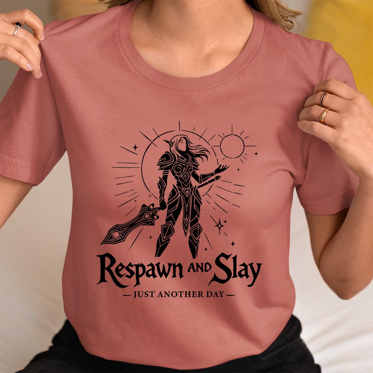 Nerdy Geeky Girl Gaming Shirt - Fun Gamer Girl Respawn & Slay Tee for Gamers