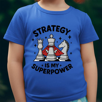Strategy is My Superpower Chess Kids Shirt Funny Chess Player Tee for Boys and Girls