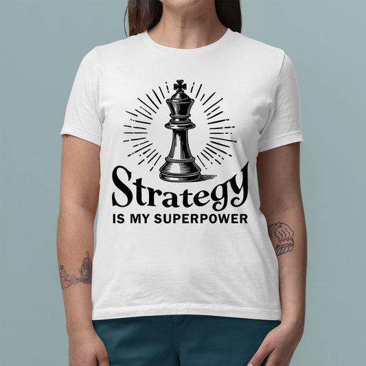 Strategy is My Superpower Shirt Cool Chess Gift for Boys Girls and Adults