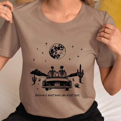 Country Road Trip Gift Tee Western Gothic Skeleton Shirt for Boho Lovers