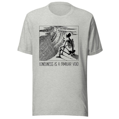 Loneliness Is a Familiar Void Skeleton Shirt, Gothic Aesthetic Tee Emo Skeleton Graphic Shirt Dark Academic Alt Grunge Gift for Him Her