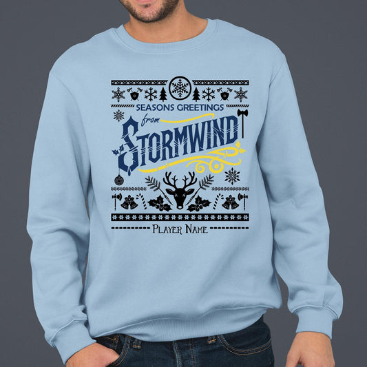 Personalize WoW Alliance Ugly Christmas Sweater – Custom World of Warcraft holiday sweatshirt for Alliance players, perfect for festive gaming.