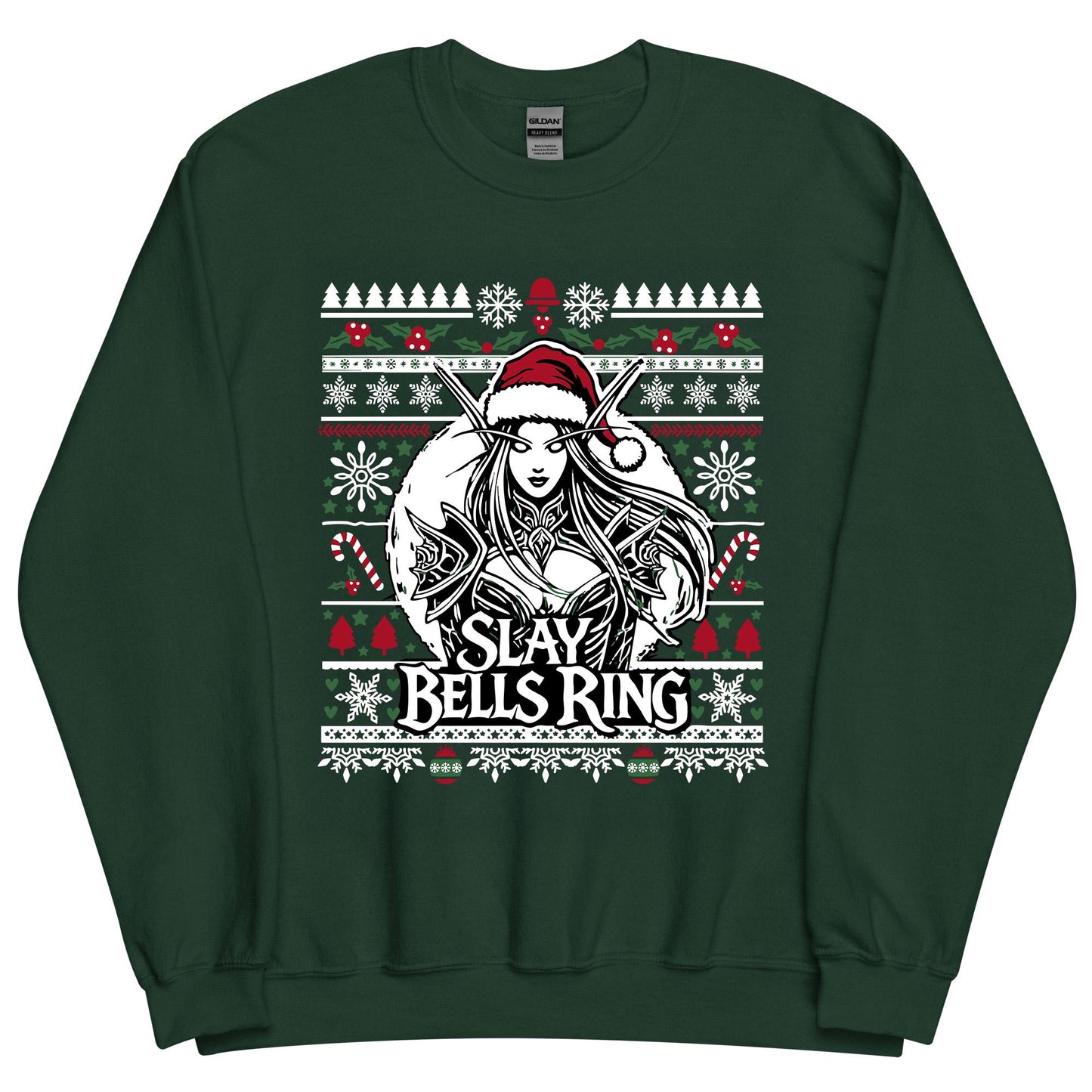 Personalize Slay Bells Ring Ugly Christmas Sweater, World of Warcraft Christmas Sweater WoW D&D MTG Gamer Girl Cozy Sweatshirt Gaming Gift