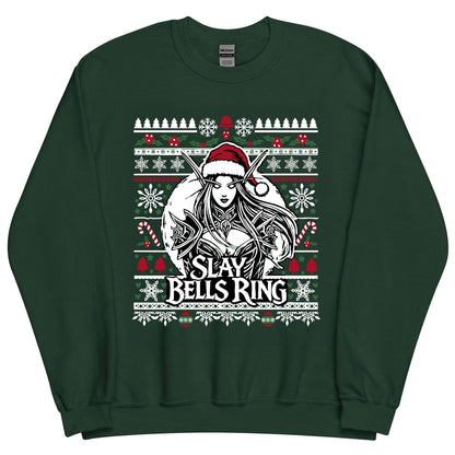 Personalize Slay Bells Ring Ugly Christmas Sweater, World of Warcraft Christmas Sweater WoW D&D MTG Gamer Girl Cozy Sweatshirt Gaming Gift
