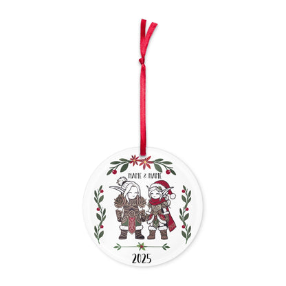 Personalized RPG Couple Christmas Ornament – Celebrate your shared adventures with this custom gamer ornament for WoW and tabletop fans.
