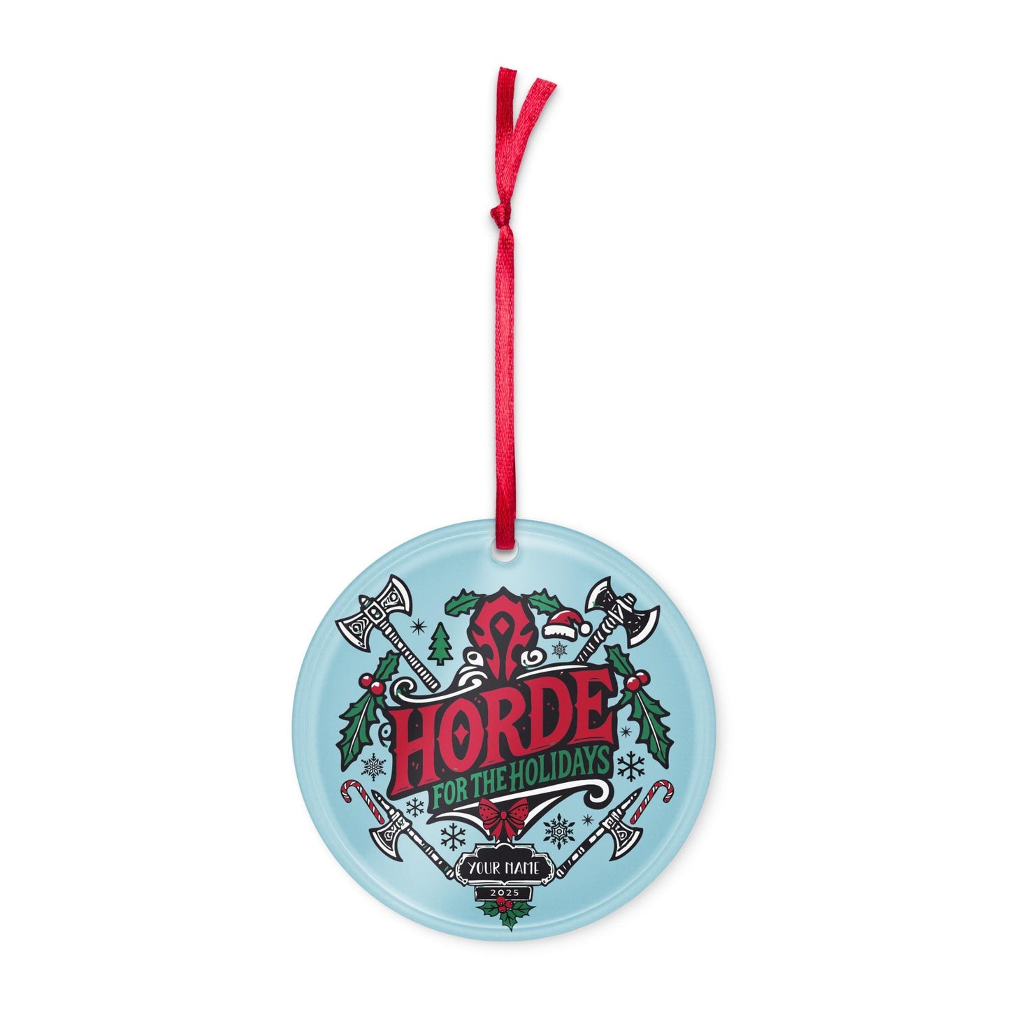 Personalized Warcraft Horde Faction Ornament – Unique Christmas gift for RPG players and fantasy gaming fans.