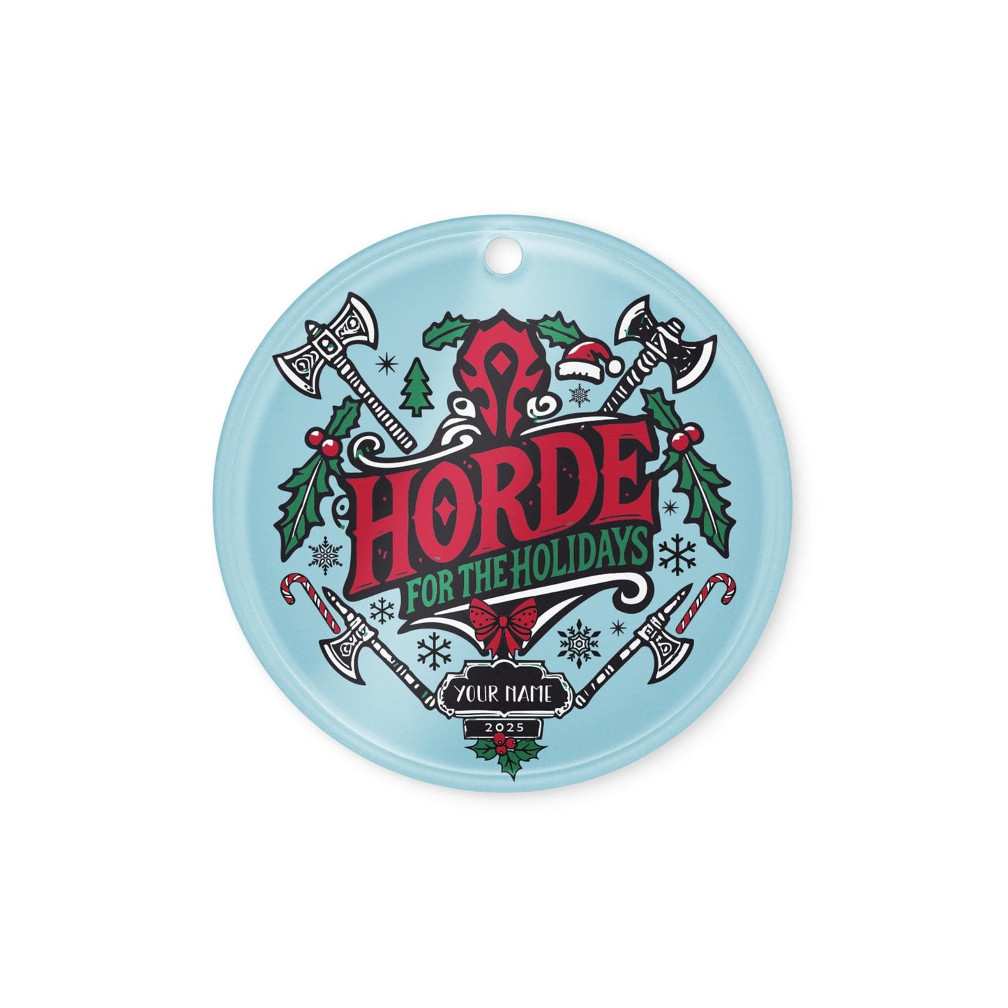 Personalize WoW Horde for the Holidays Christmas Ceramic Ornament, Custom World of Warcraft Horde Gift Tree Decor Holiday Acrylic Ornament