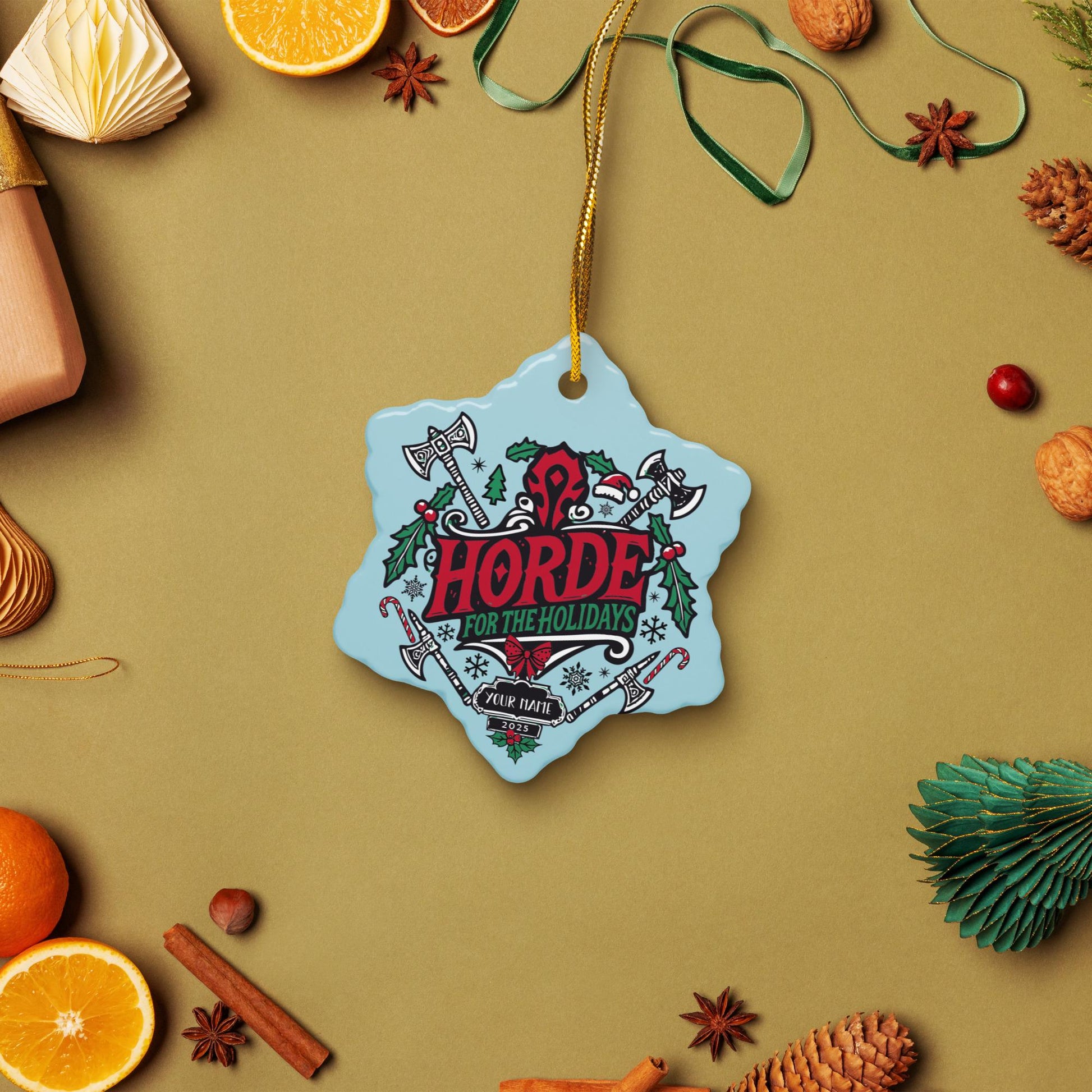 Holiday Acrylic Ornament for Gamers – Fun and nerdy holiday decor for WoW lovers who side with the Horde.