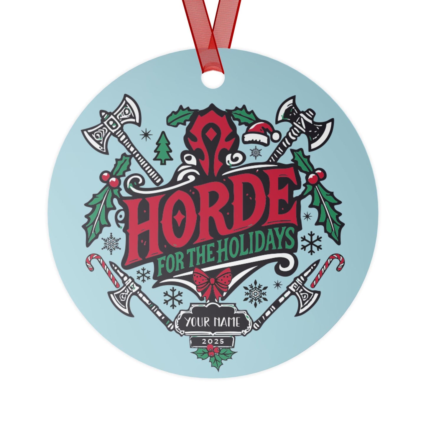 Custom World of Warcraft Horde Gift Ornament – Perfect festive keepsake for loyal Horde players and RPG fans.