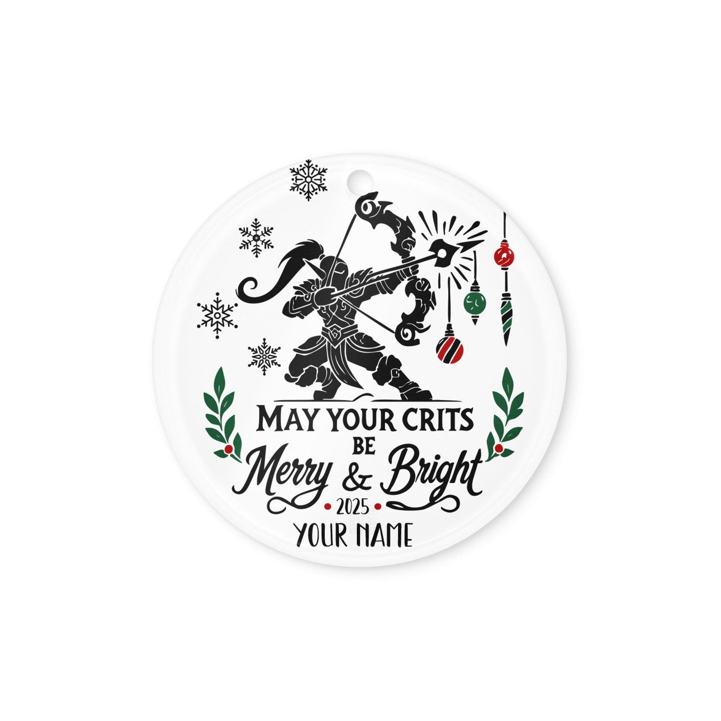 Custom Fantasy RPG Gamer Ornament – Unique Christmas gift for fans of roleplaying games and epic adventures.