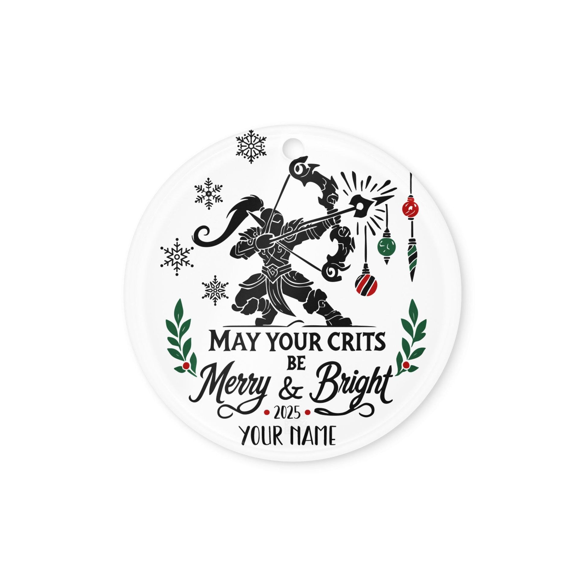 Custom Fantasy RPG Gamer Ornament – Unique Christmas gift for fans of roleplaying games and epic adventures.