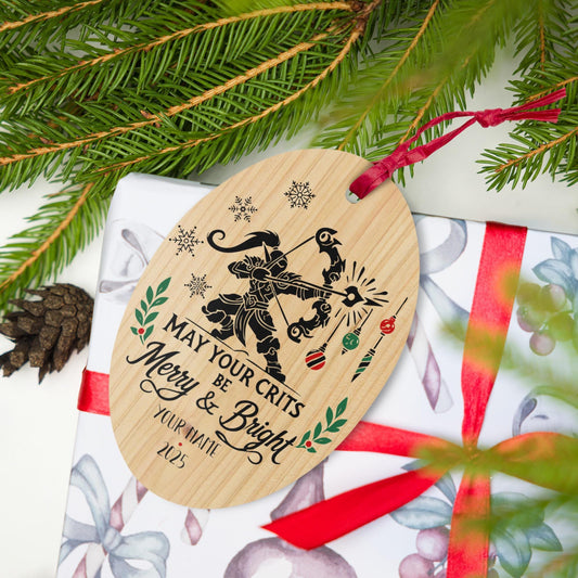 Custom RPG Holiday Gift Ornament – Personalized Christmas tree ornament perfect for tabletop and fantasy gamers.