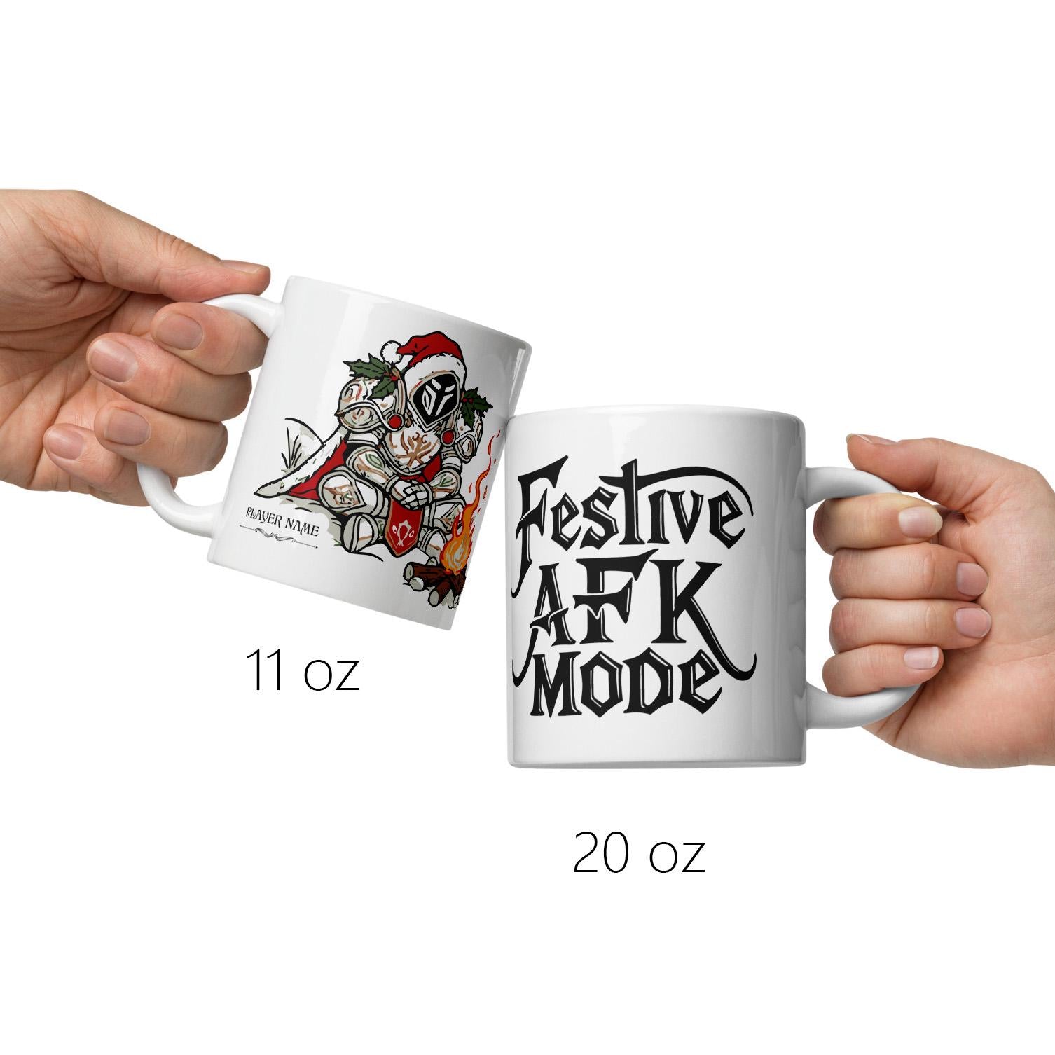 WoW Festive AFK Coffee Cup Gift – Great holiday mug for gamers who love World of Warcraft and nerdy seasonal humor.