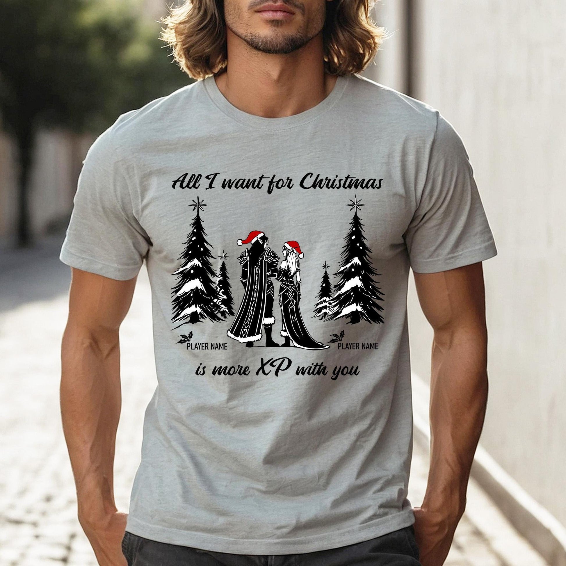 WoW Gamer Couple Holiday Shirt Gift – Celebrate your co-op partner with this cute and nerdy holiday shirt.