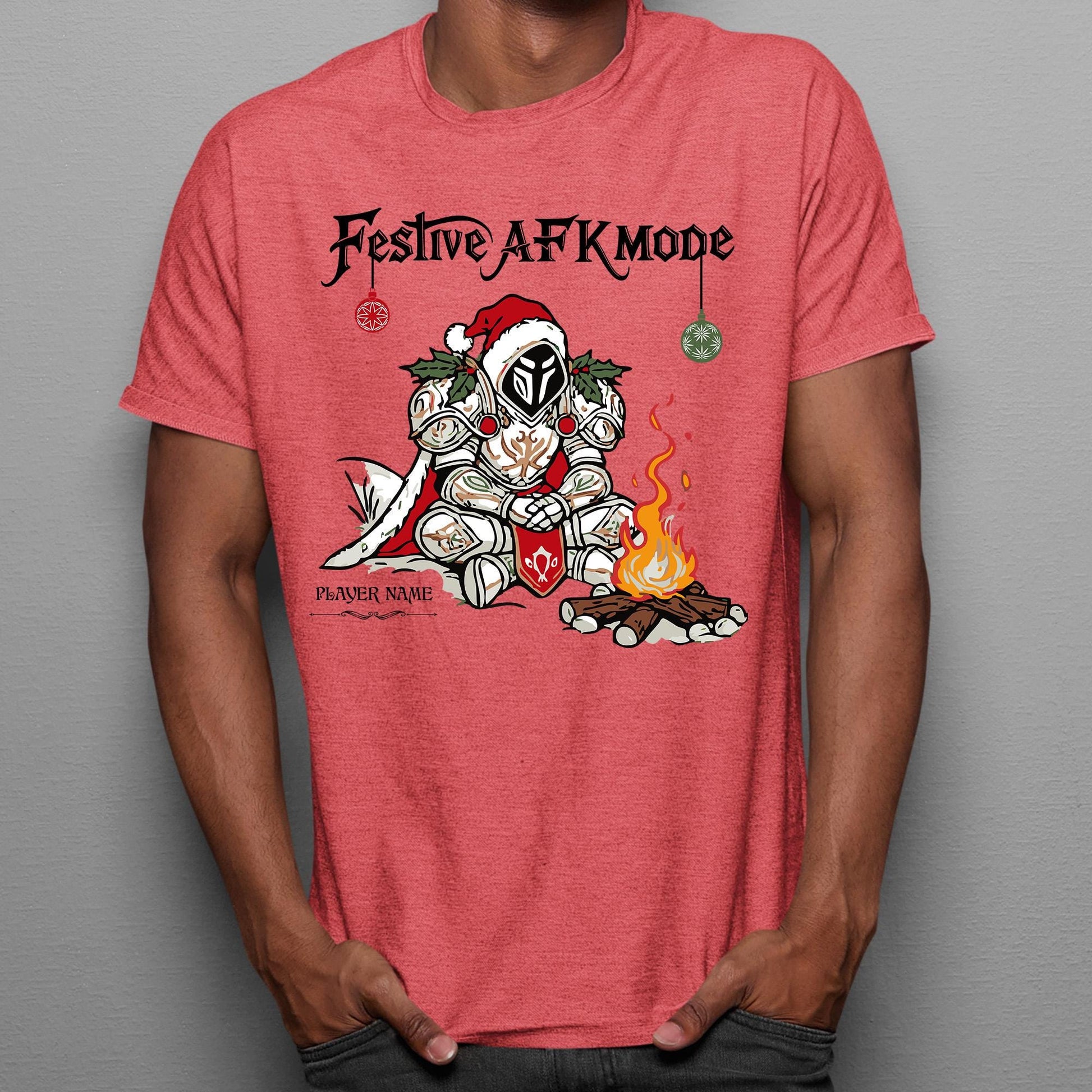 Personalize Festive AFK Mode Gamer Shirt, World of Warcraft Holiday T-shirt WoW D&D MTG Christmas Gift Custom Nerdy Gamer Christmas Shirt