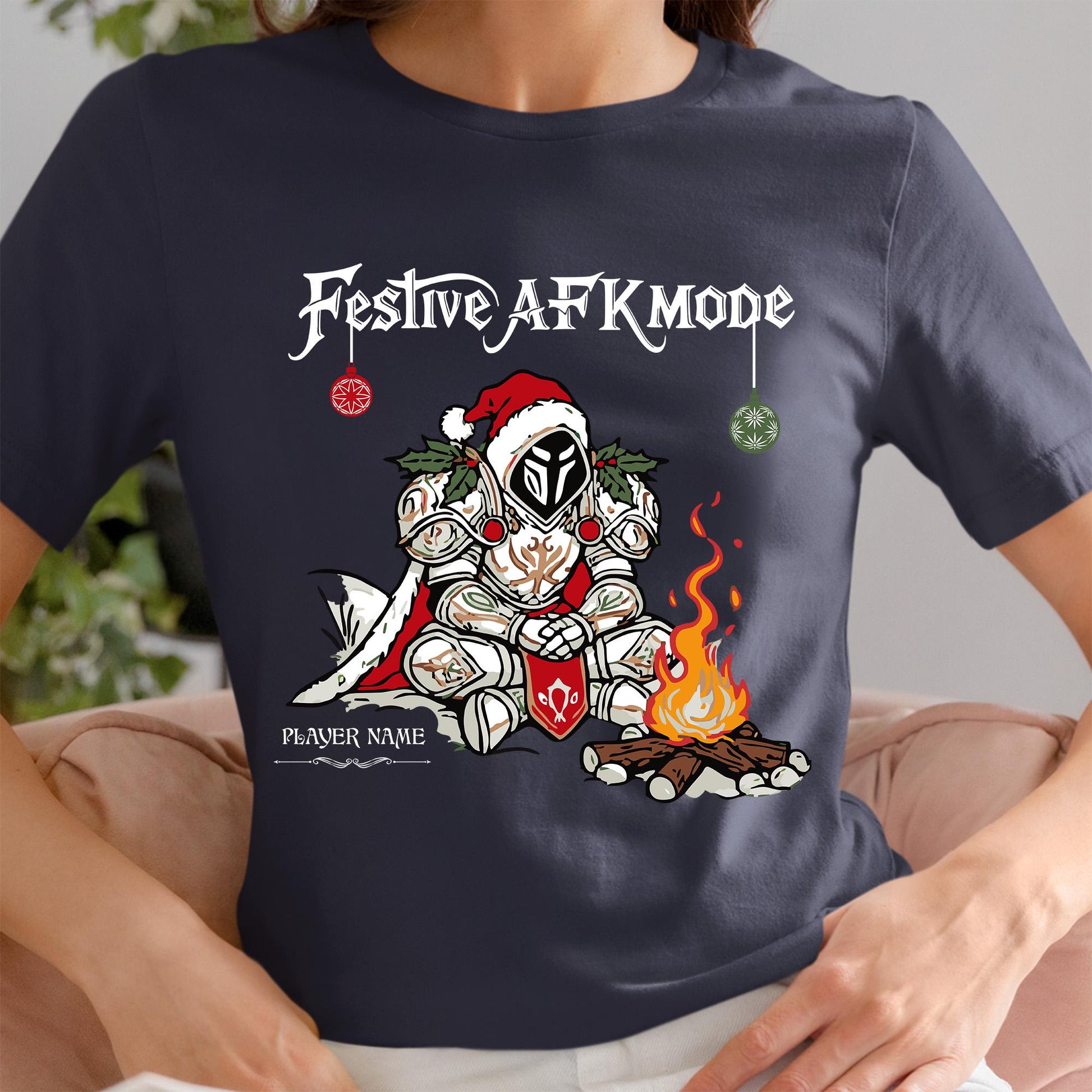 Personalize Festive AFK Mode Gamer Shirt, World of Warcraft Holiday T-shirt WoW D&D MTG Christmas Gift Custom Nerdy Gamer Christmas Shirt