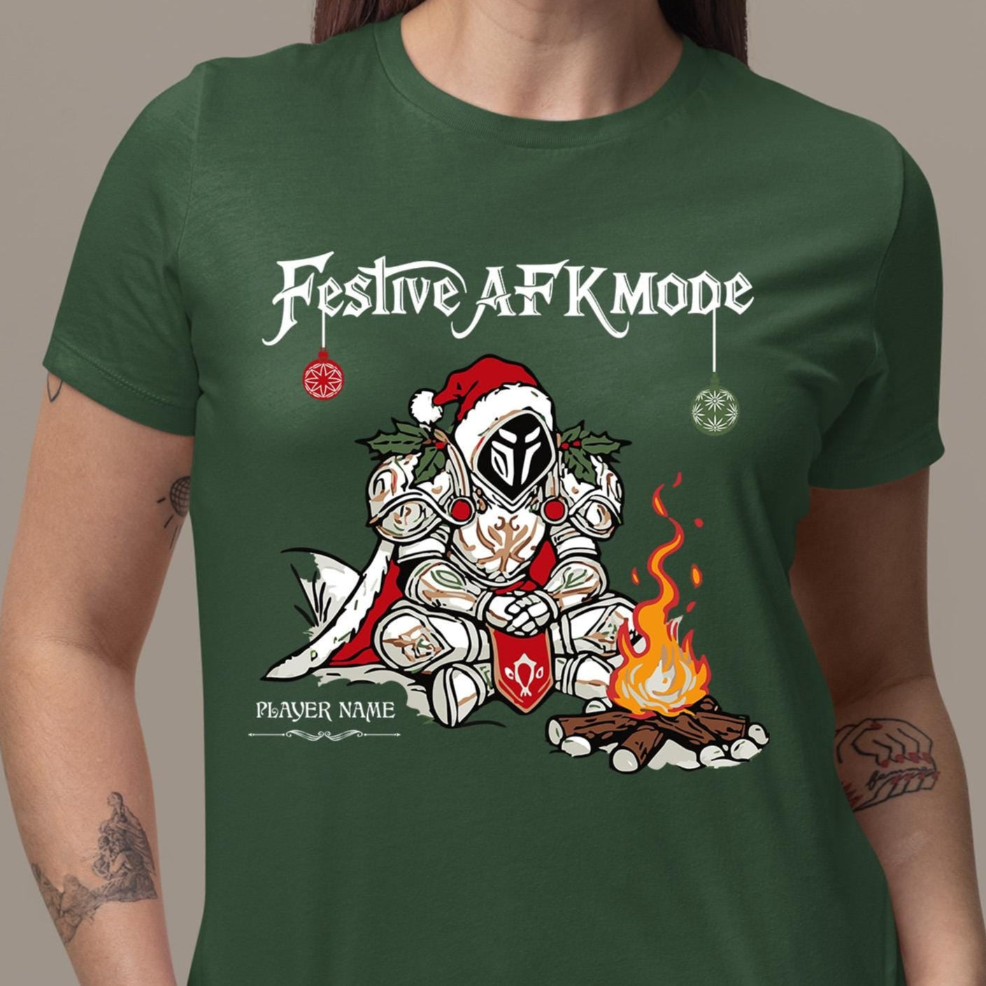 Personalize Festive AFK Mode Gamer Shirt, World of Warcraft Holiday T-shirt WoW D&D MTG Christmas Gift Custom Nerdy Gamer Christmas Shirt