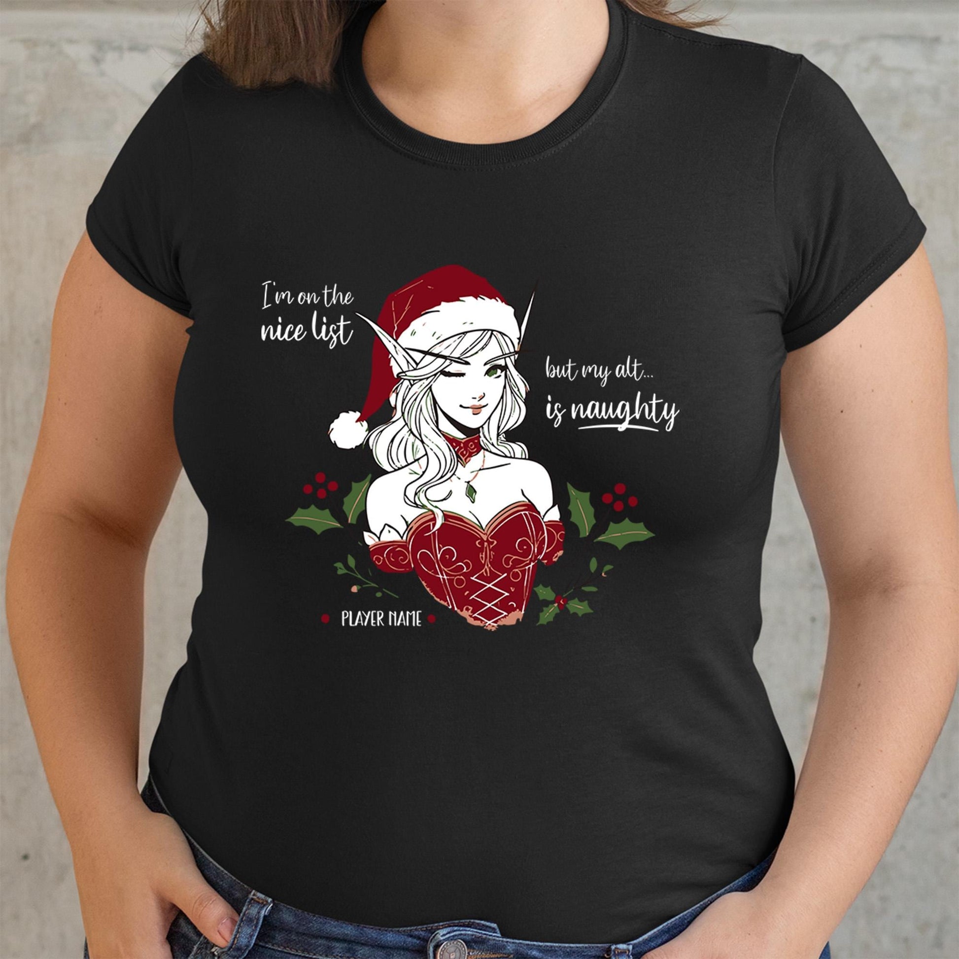 Kawaii Clothes Holiday Tee for Gamers – Adorably cheeky Christmas shirt with a gamer twist, perfect for kawaii-loving players.