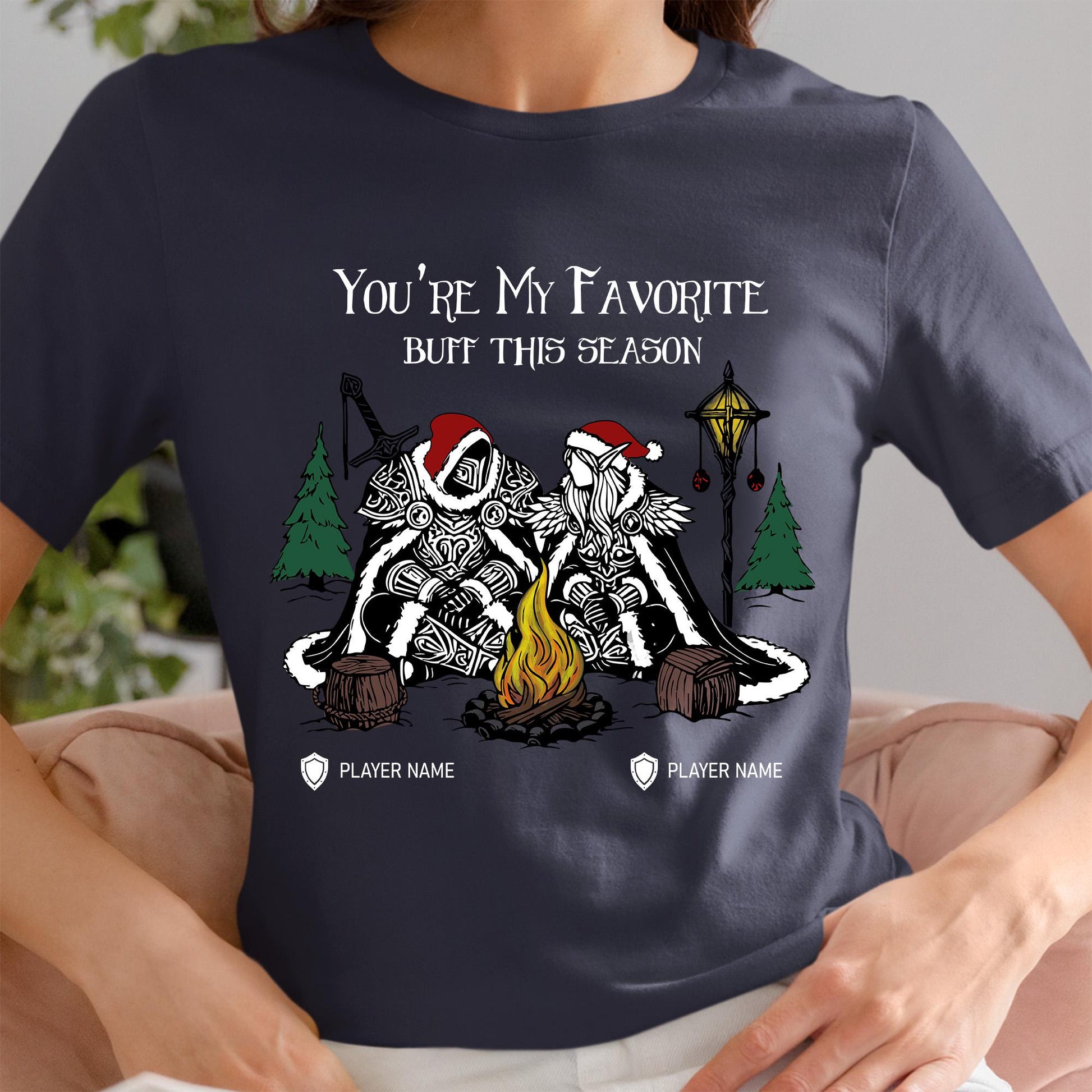 Custom WoW Gamer Couple Holiday Shirt – Nerdy and romantic gift idea for couples who love World of Warcraft.