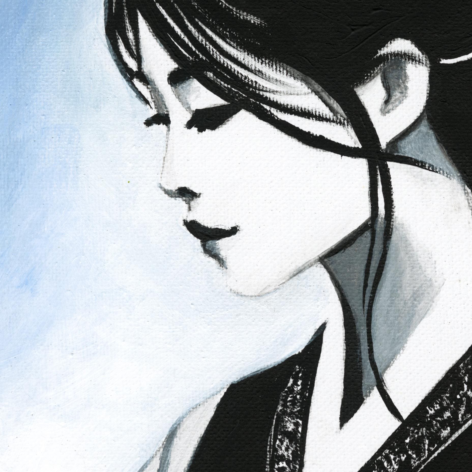 Korean Art Hanbok Acrylic Painting Print, Korea Seoul Art Print Modern Minimalist Korean Culture Decor, Traditional Asian Woman Wall Art
