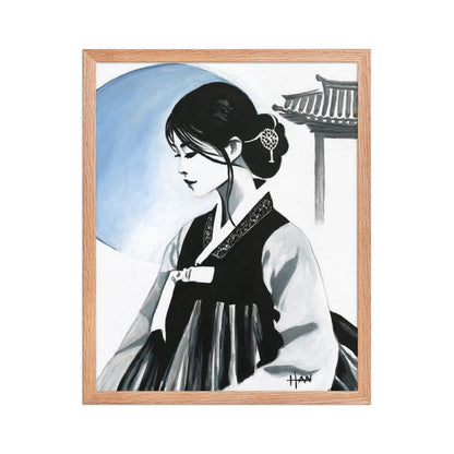 Acrylic painting print of Korean art featuring a traditional hanbok, designed as a modern minimalist wall art piece with Asian cultural and Seoul design influence.