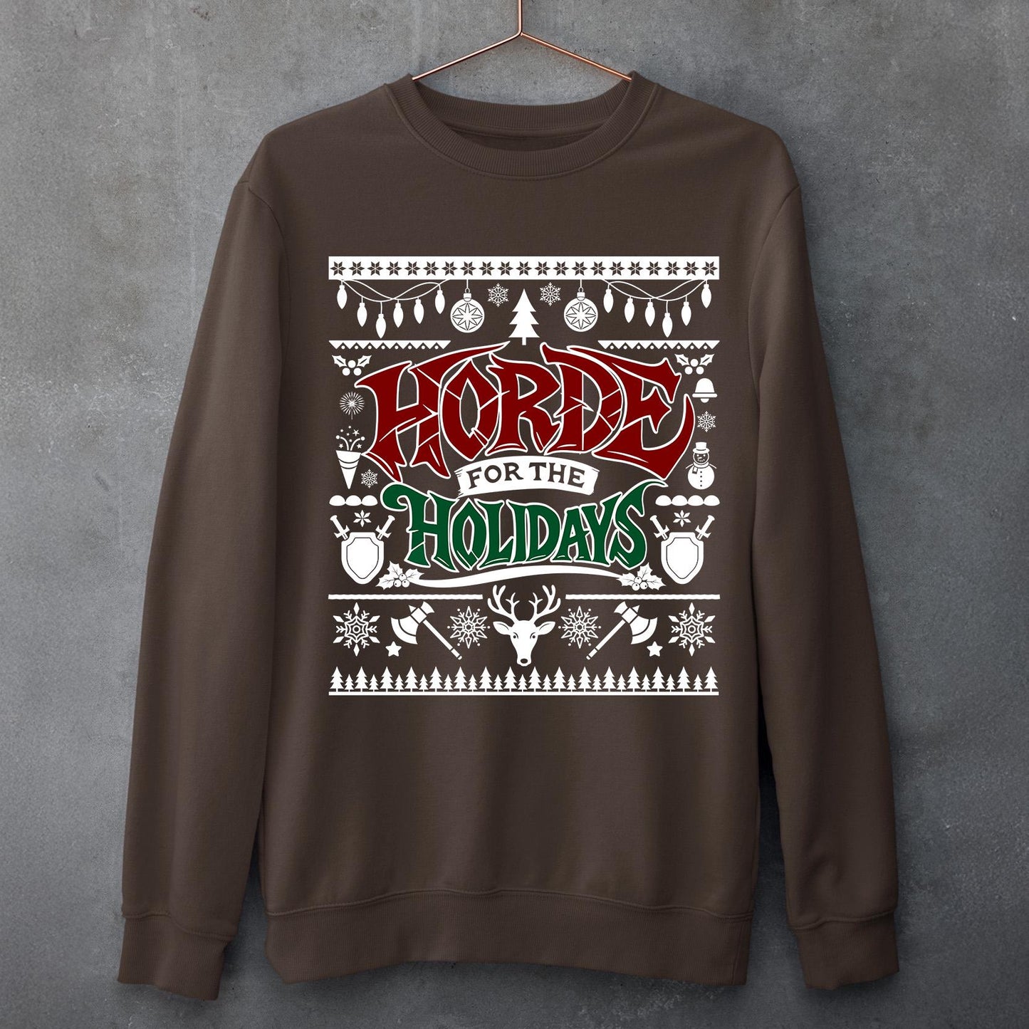 Personalize WoW Horde for the Holidays Ugly Christmas Sweater, Warcraft Christmas Sweater, Wow Holiday Gamer Cozy Sweatshirt Horde Xmas Gift