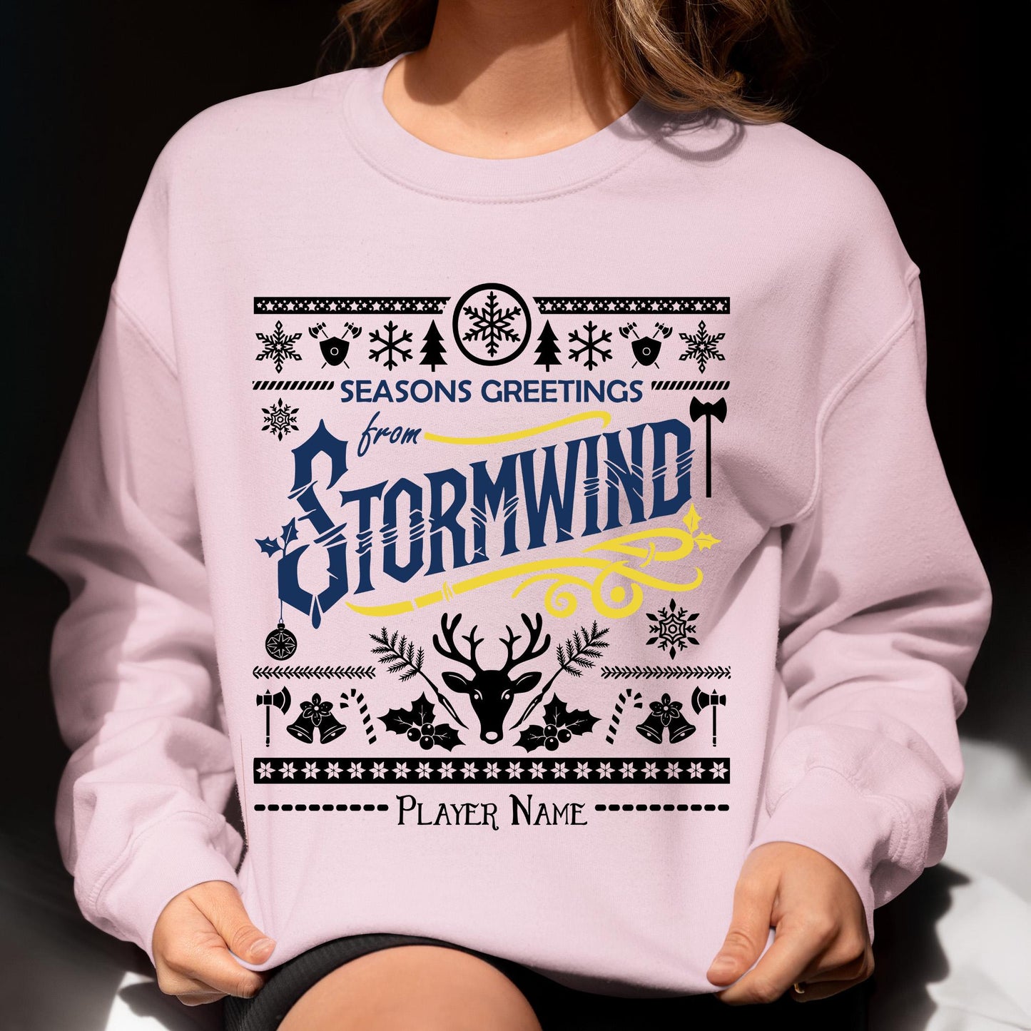 Gamer Holiday Cozy Sweatshirt – Perfect holiday apparel for MMORPG fans looking to stay warm while repping their WoW faction.