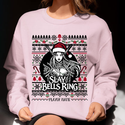 Fantasy Gaming Gift for Her – Cozy and customizable Christmas sweater perfect for RPG-loving gamer girls this holiday season.