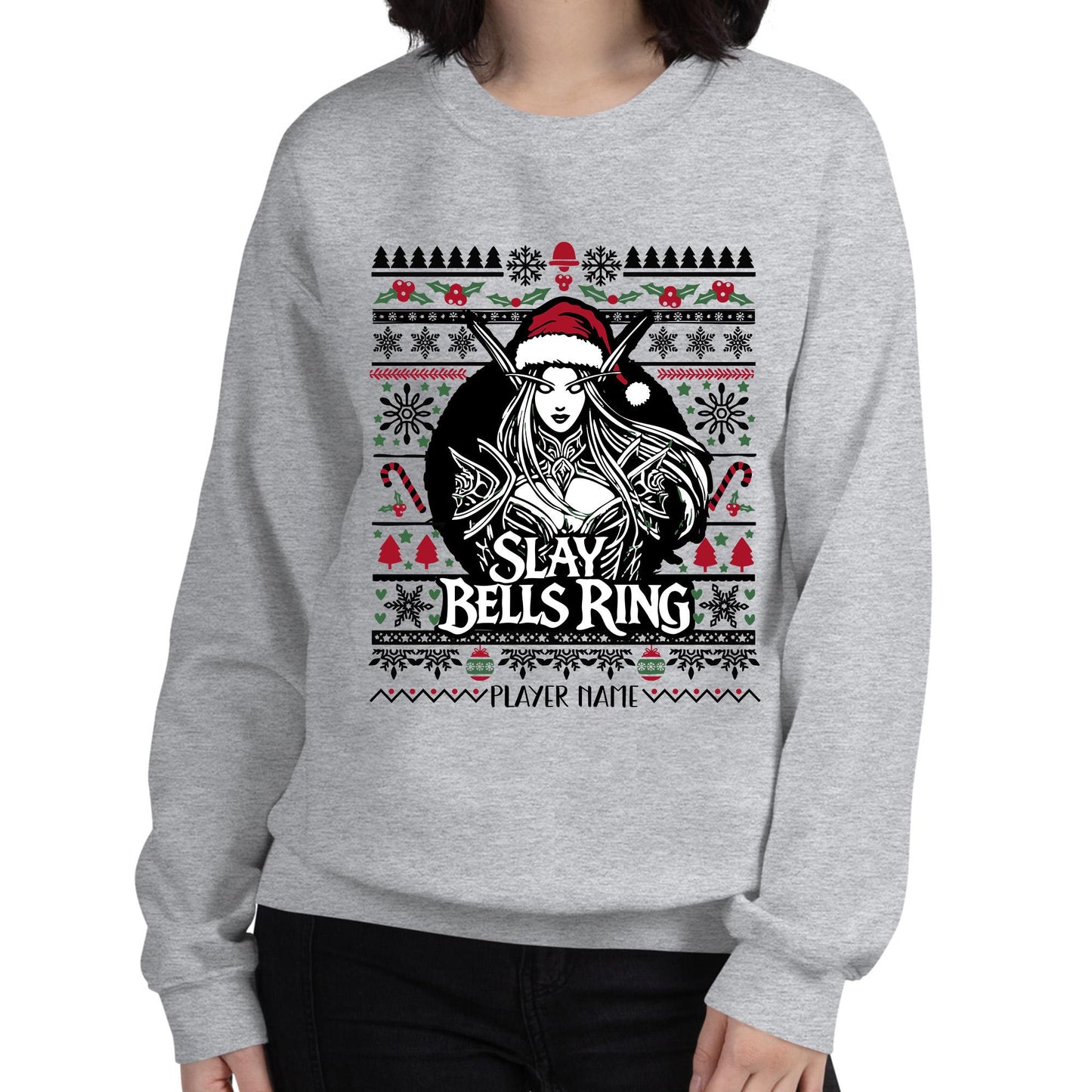 Custom Nerdy Christmas Sweatshirt for Gamers – Great gift for gamer girls who enjoy festive gaming, cozy fashion, and fantasy adventures.