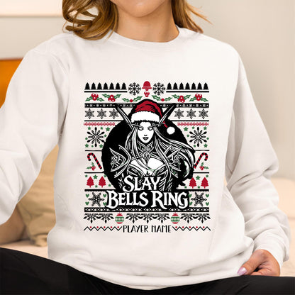 Gamer Girl Ugly Christmas Sweater – Festive and funny sweatshirt designed for female gamers who play WoW, MTG, and D&D.