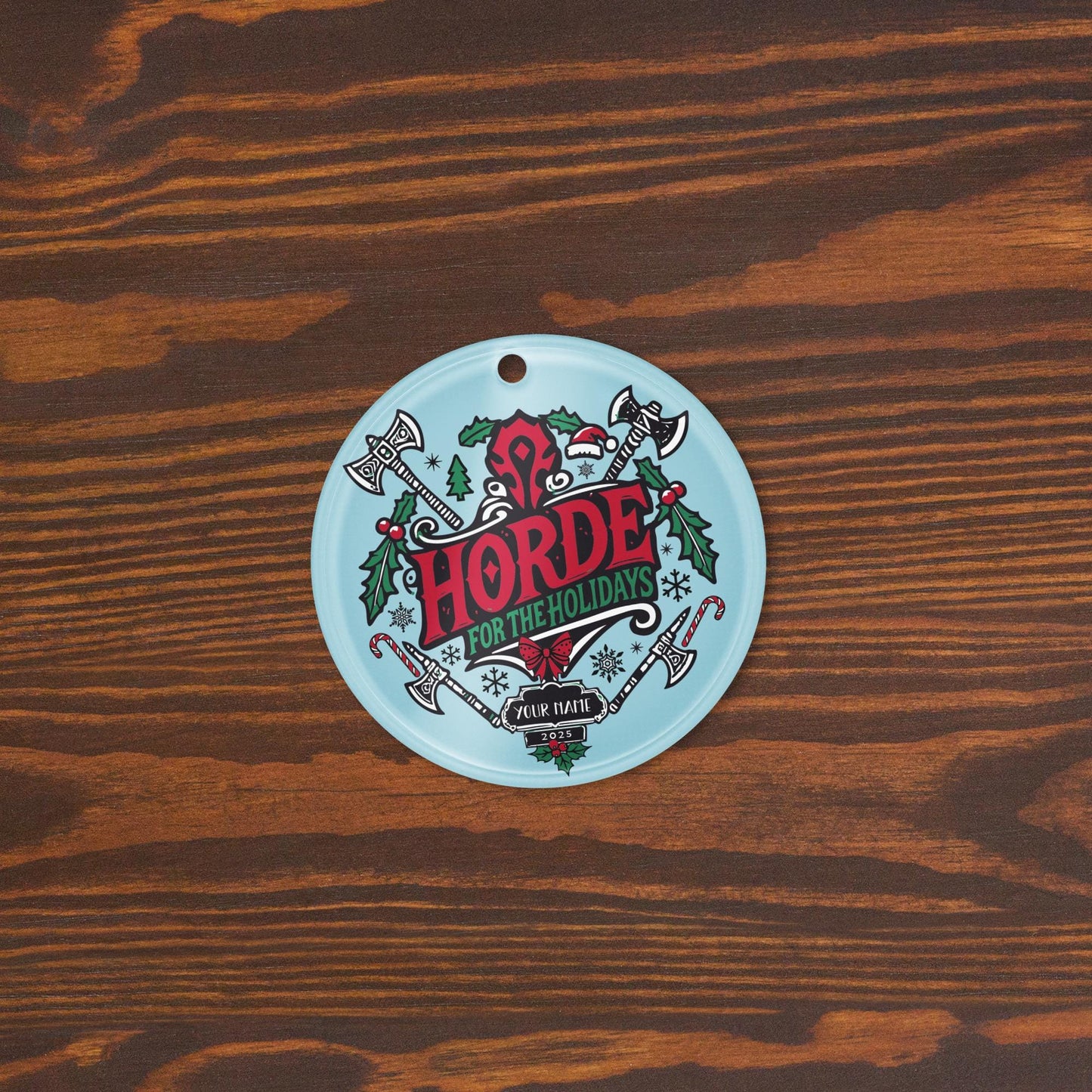 Personalize WoW Horde for the Holidays Christmas Ceramic Ornament, Custom World of Warcraft Horde Gift Tree Decor Holiday Acrylic Ornament