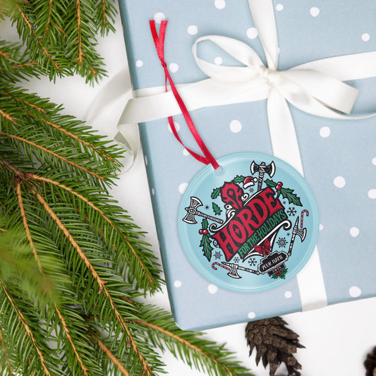 Personalize WoW Horde for the Holidays Christmas Ceramic Ornament – Custom holiday tree decor for World of Warcraft Horde gamers.