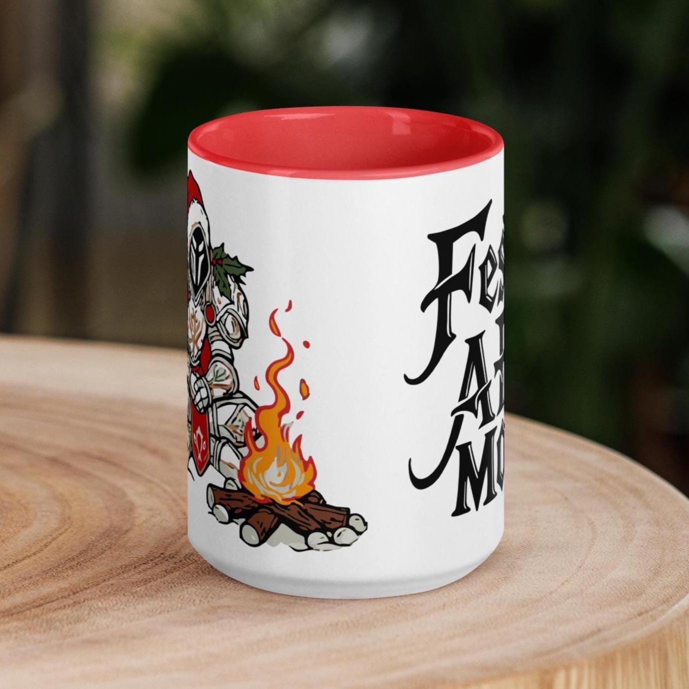 Personalized Gamer Holiday Coffee Mug – Unique nerdy Christmas mug for fantasy and tabletop gaming fans.