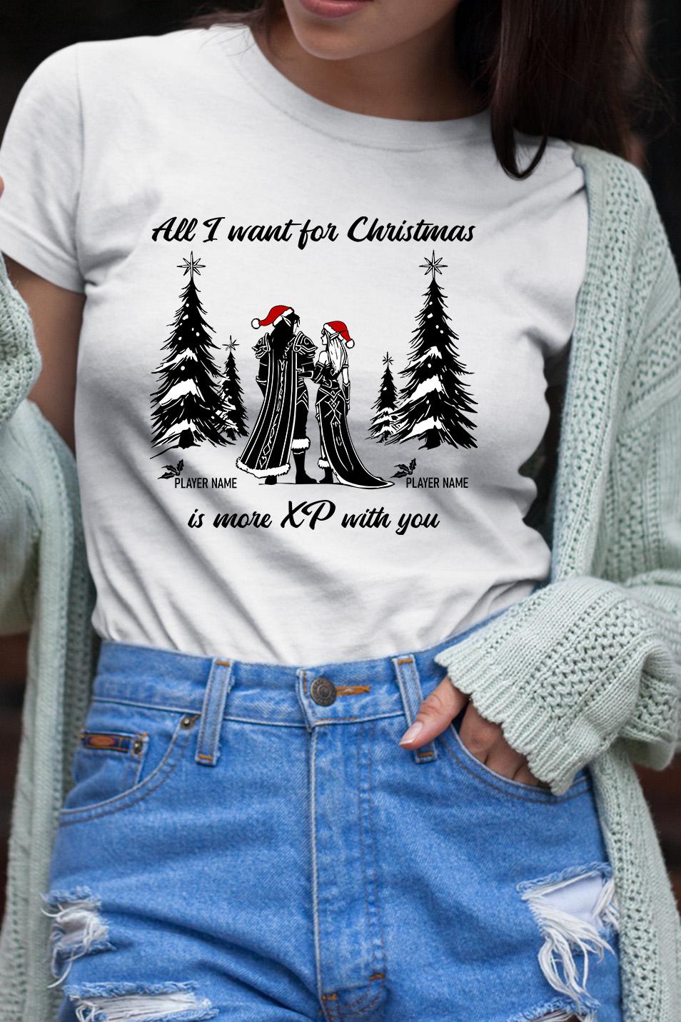 World of Warcraft Christmas Shirt for Couples – Festive matching shirt set for WoW gamers celebrating love and the holidays.
